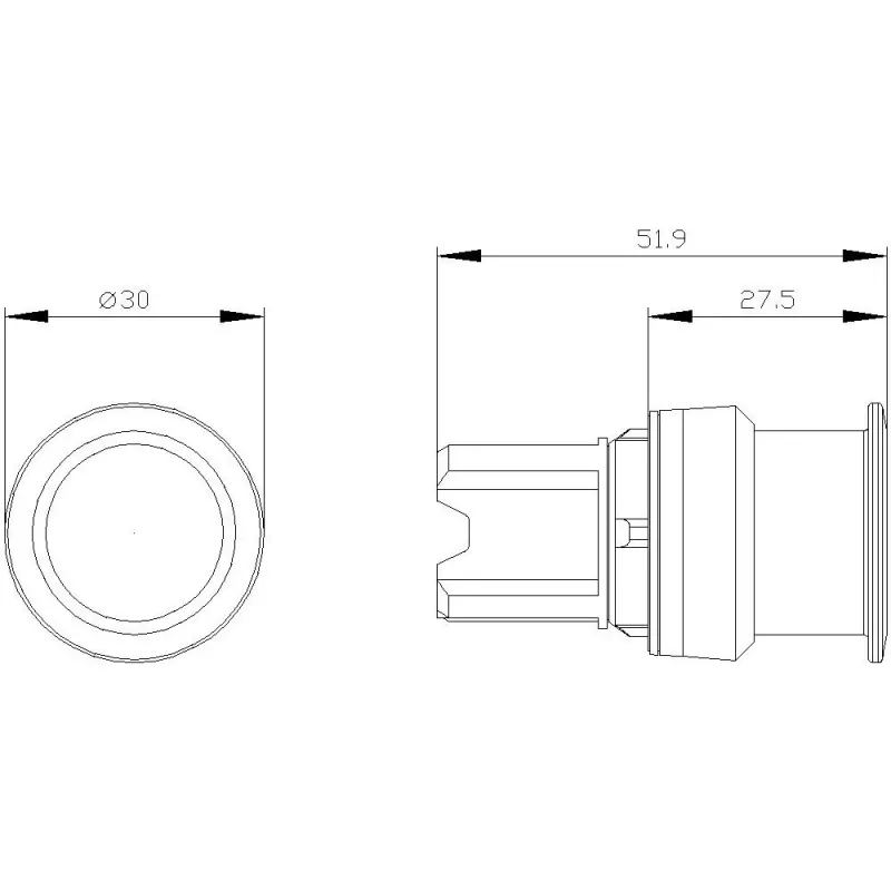 Siemens SIRIUS ACT grybo formos mygtuko priekinis elementas, plastikinis, žalias, 40 mm, momentinis 3SU1000-1AD40-0AA0