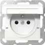 Gira 448803 Schuko lizdas su atlenkiamu dangteliu, įžeminimo kontaktu, System 55, blizgiai balta