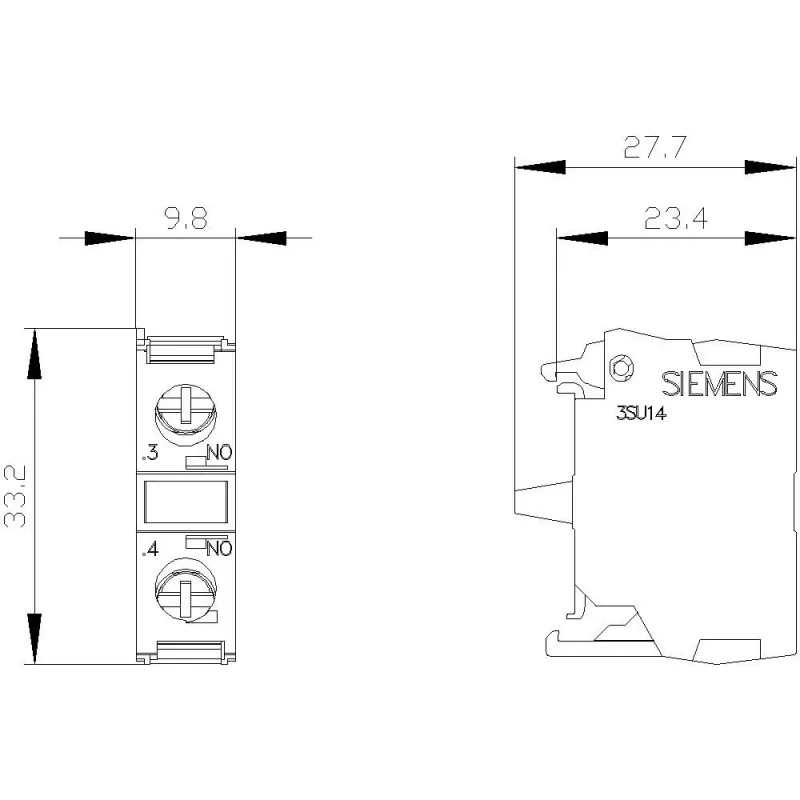 SIEMENS SIRIUS ACT 3SU1400-1AA10-1LA0 kontaktų modulis, 1 NO, varžtiniai gnybtai, montuojamas prie grindų