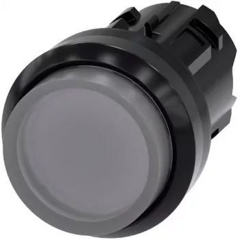 Siemens SIRIUS ACT apšviestos mygtukinės spaudos priekinis elementas, plastikinis, permatomas, 22 mm, juodas priekinis žiedas, 3SU1001-0BB70-0AA0