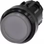 Siemens SIRIUS ACT apšviestos mygtukinės spaudos priekinis elementas, plastikinis, permatomas, 22 mm, juodas priekinis žiedas, 3SU1001-0BB70-0AA0