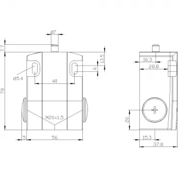 Siemens SIRIUS 3SE5 padėties jungiklis su ritininiu stūmikliu, 1NO+1NC, IP66/IP67 3SE5122-0CA00