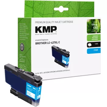 KMP PRINTTECHNIK suderinama žydros spalvos rašalo kasetė Brother LC427XLC (Didelės talpos) 1551,4003