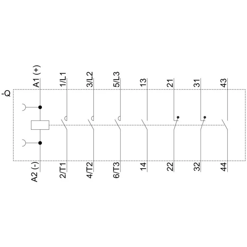 Siemens SIRIUS 3RT2 galios kontaktorius 11kW/400V 2NO+2NC 24V DC ritė, varžtiniai gnybtai, IP20 3RT20261BB443MA0