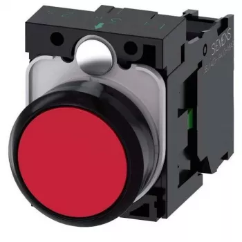 Siemens SIRIUS ACT Komplektinis mygtukų blokas, plastikinis, raudonas, 22 mm, 1NO+1NC, varžtiniai gnybtai 3SU1100-0AB20-1BA0