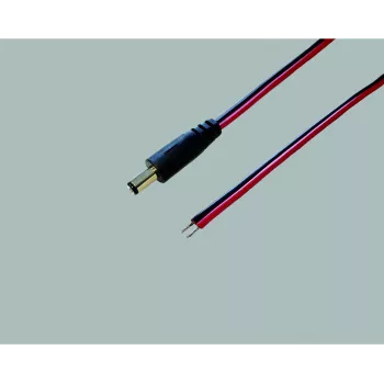 BKL Electronic 075143 žemos įtampos jungiamasis kabelis, DC kištukas 5,5 x 2,1 mm į atvirus galus, 30 cm, juodas