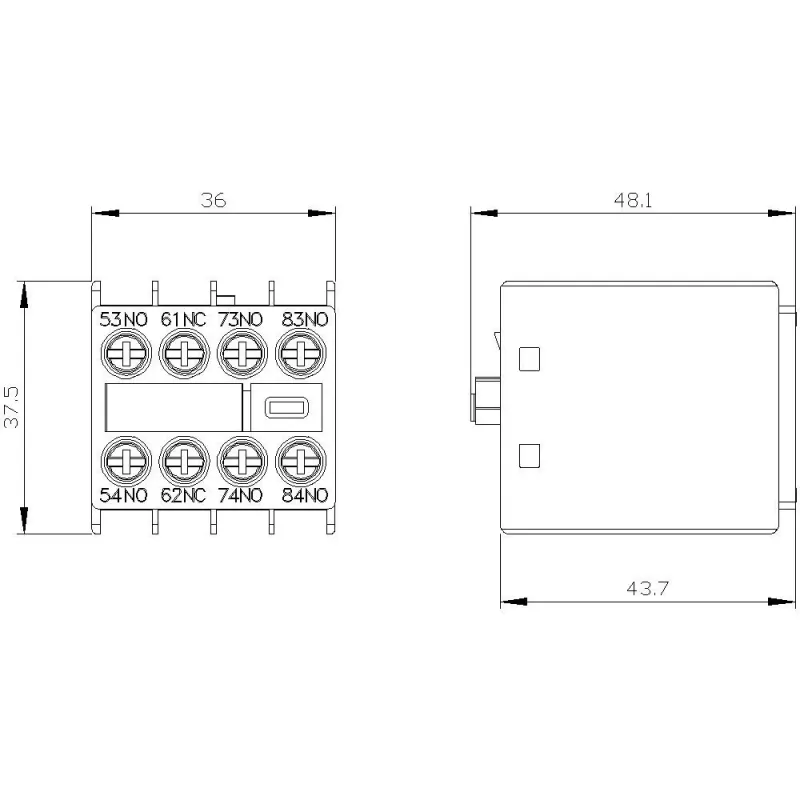 Siemens 3RH2911-1XA31-0MA0 pagalbinis kontaktų blokas, 3NO+1NC, priekinis montavimas, varžtiniai gnybtai