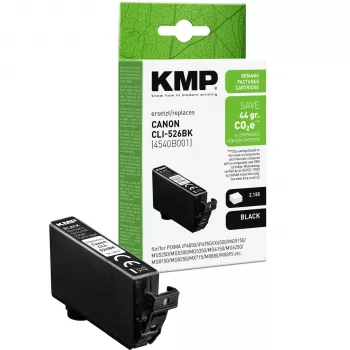 KMP suderinama juoda rašalo kasetė, skirta Canon CLI-526 BK (1513, 4011)