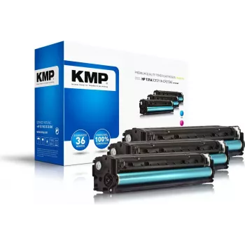 KMP 1236,0030 Suderinama tonerio kasetė Multi-Pack skirta HP LaserJet Pro 200 color M251n/M251nw - žydra, purpurinė, geltona (3 vienetų paketas, po 1800 puslapių)