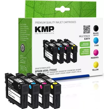 KMP MULTIPACK E201V - 4 vienetų rinkinys - juoda, geltona, žydra, purpurinė - Suderinama - Rašalo kasetė (Alternatyva: Epson 603XL) (1650,4005)