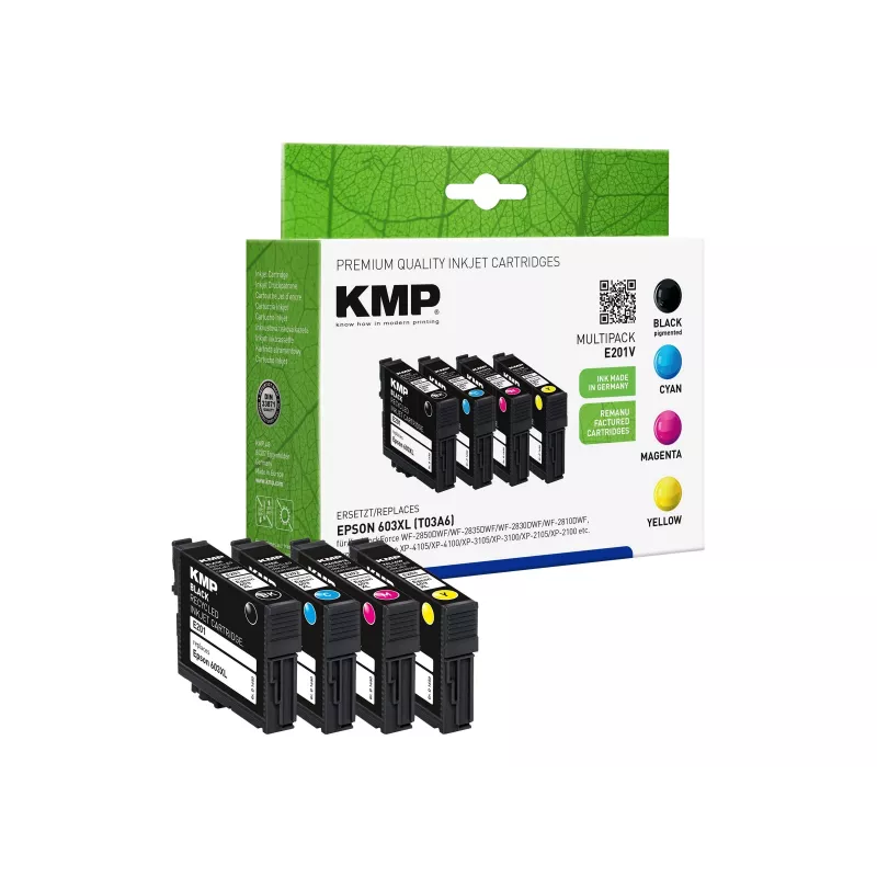 KMP MULTIPACK E201V - 4 vienetų rinkinys - juoda, geltona, žydra, purpurinė - Suderinama - Rašalo kasetė (Alternatyva: Epson 603XL) (1650,4005)