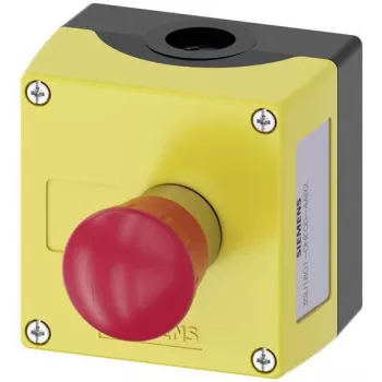 Siemens SIRIUS ACT 3SU18010NE004AB2 grindų montavimo valdymo stotis su raudonu pasukamuoju atleidimo mygtuku, 1 NO, IP66/67/69K, pilka
