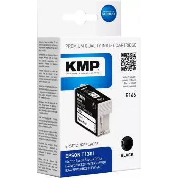 KMP E166 juodas suderinamas rašalo kasetridas Epson Stylus Office ir WorkForce spausdintuvams (25 ml, didelės talpos, pakeičia T1301) 1618.4001