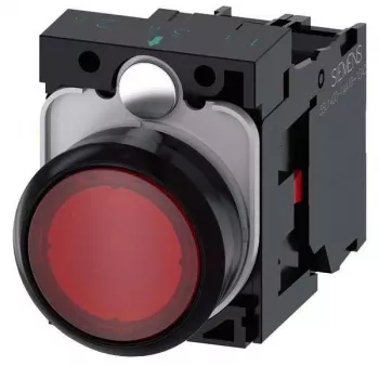 Siemens SIRIUS ACT apšviestas mygtukas, komplektas, plastikinis, raudonas, 22mm, 1NO+1NC, 24V AC/DC LED 3SU1102-0AB20-1CA0