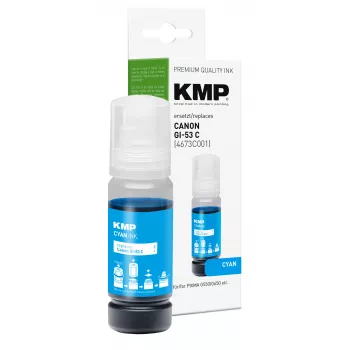 KMP PRINTTECHNIK žydros spalvos rašalo papildymo buteliukas, skirtas Canon GI-53C (4673C001), 60 ml, 1583,0003