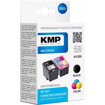 KMP MULTIPACK H135V - 2 vnt. juodos ir trijų spalvų rašalo kasetės (alternatyva HP 301XL)