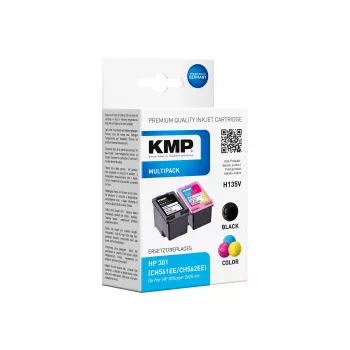 KMP MULTIPACK H135V - 2 vnt. juodos ir trijų spalvų rašalo kasetės (alternatyva HP 301XL)
