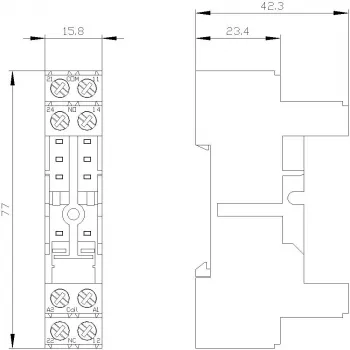 Siemens LZS:RT78725 relių lizdas 15 mm SIRIUS RT serijos relėms, varžtiniai gnybtai, DIN bėgio tvirtinimas, juodas