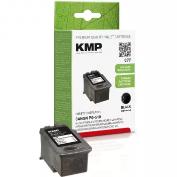 KMP C77 juoda suderinama rašalo kasetė 9 ml, skirta Canon PIXMA MP230 MP237 MP252 MP258 MP270 MP282 MP499 MX350 MX360 MX410 MX420 1511.4001