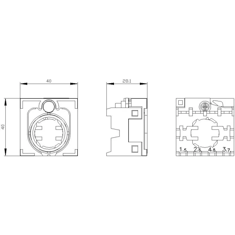 Siemens SIRIUS ACT laikiklis 4 valdymo įtaisams, 22 mm, juodas plastikas, priekinio skydo montavimas, 3SU1500-0BA10-0AA0