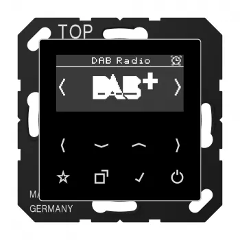 JUNG Smart Radio DABASW DAB+ FM radijo laikrodis su žadintuvu, miego laikmačiu, monofoniniu garsiakalbiu, juodas