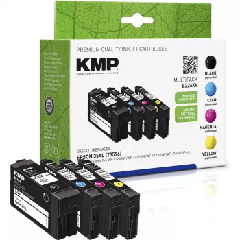 KMP 1637,4005 suderinami daugiapakio rašalo kasetės Epson Workforce Pro WF-3720 serijai – juoda, žydra, purpurinė, geltona (4 vienetų rinkinys) 1638,4005