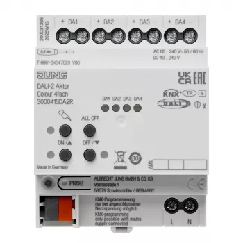 JUNG KNX DALI-2 aktorius Colour 4 kanalų, DIN bėgelis, 4 TE, Secure (300041SDA2R)