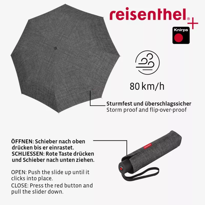 Reisenthel RS7052 lietaus skėtis, pilno dydžio, apvalus, poliesteris, pilkas