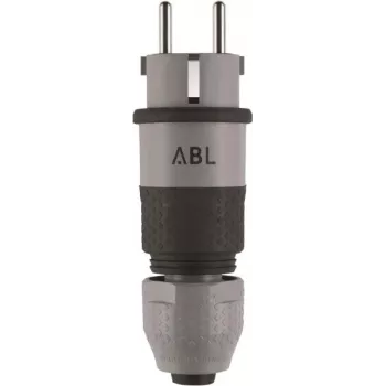 ABL 100000070 Professional SCHUKO ir French/Belgian hibridinis kištukas, pilkas, IP54, 16A, 250V, varžtiniai gnybtai, montuojamas ant kabelio