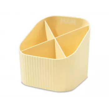 HAN X-LOOP rašiklių laikiklis pastelinės geltonos spalvos plastikinis 4 skyriai 111 x 111 x 105 mm 17238-815D