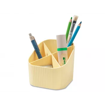 HAN X-LOOP rašiklių laikiklis pastelinės geltonos spalvos plastikinis 4 skyriai 111 x 111 x 105 mm 17238-815D