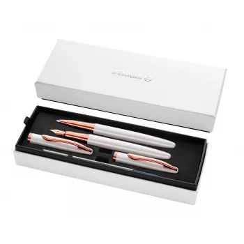 Pelikan Jazz Noble Elegance White rašymo rinkinys (plunksnakotis ir tušinukas, vidutinis plunksnos dydis) 400197471