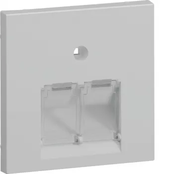 Hager GZUAE2A7035 centrinė dengiamoji plokštė 2 UAE/RJ45 lizdams, šviesiai pilka RAL 7035