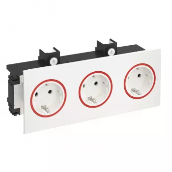 OBO BETTERMANN Rehau SIGNA IN 3 lizdų įleidžiamas elektros lizdas, grynas baltas RAL 9010, 6121036