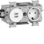 Hager Winsta Schuko rozetė su dvigubu USB-C PD 20W įkrovikliu, poliarinė balta GS17019016