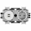 Hager Winsta Schuko rozetė su dvigubu USB-C PD 20W įkrovikliu, poliarinė balta GS17019016