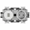 Hager Winsta Schuko rozetė su dvigubu USB-C PD 20W įkrovikliu, poliarinė balta GS17019016
