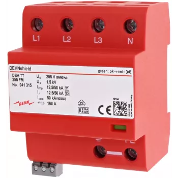 DEHN 941315 DSH TT 255 FM 1+2 tipo viršįtampių ribotuvas trifazėms TT/TN-S sistemoms