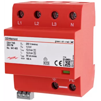DEHN DSH TNS 255 FM kombinuotasis viršįtampių ribotuvas Type 1+2 TN-S sistemoms (941405)