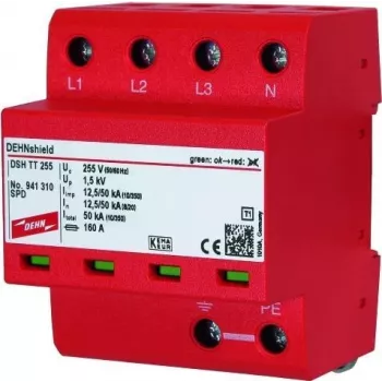 DEHN DSH TT 255 2 tipo viršįtampių apsaugos įtaisas 1+1 polius 230/400V 40kA DIN bėgiui 941310