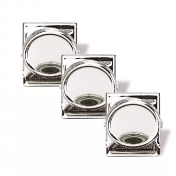 Magnetoplan magnetinis sąvaržėlė 35 mm sidabrinė, 3 vnt. rinkinys – prilaiko iki 26 A4 lapų (16670)