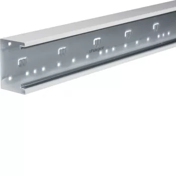Hager BRS6510019016 Dado Trunking bazinis blokas, priekinis fiksavimas, 68x100mm, Traffic White, 2m