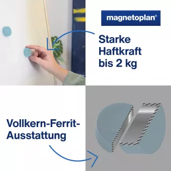 MAGNETOPLAN HOLTZ Discofix apvalus magnetas Magnum, mėlynas, pilno branduolio feritas, 2,0 kg laikymo jėga (1660003)