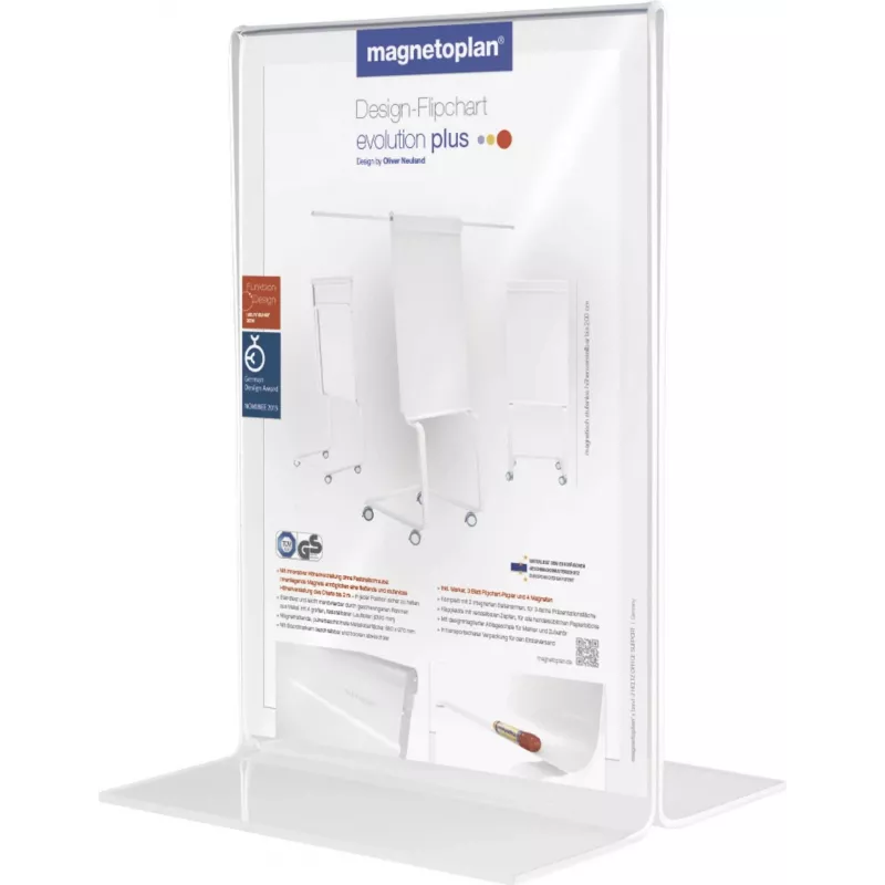 MAGNETOPLAN HOLTZ akrilinis stalinis laikiklis DIN A3 portretinis Crystal Clear dvipusis 297 x 420 mm (43115)