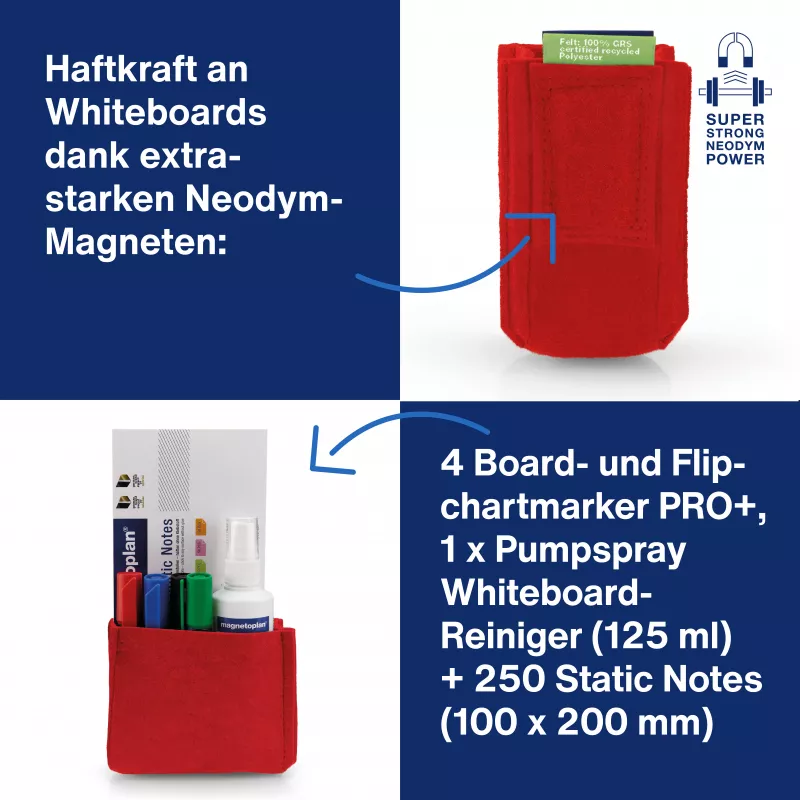 magnetoplan magnetoTray big 1227706 raudonas rašiklių laikiklis