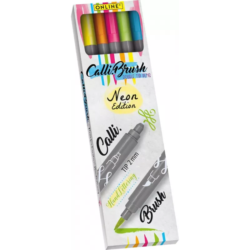 ONLINE USV 5 Calli.Brush Double Neon Brush-Pens rinkinys, skirtingų spalvų (19078)