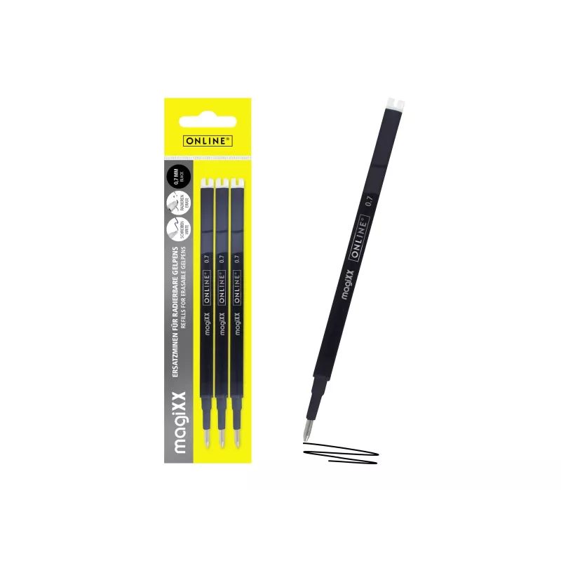ONLINE magiXX gelinis tušinuko šerdis juodas 0,7 mm, 3 vnt. pakelis 40161/3
