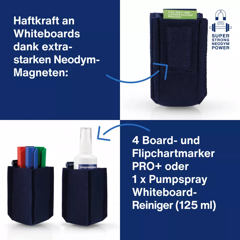 magnetoplan Stiftehalter magnetoTray small 1227614 mėlynas rašiklių laikiklis