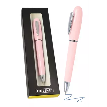 ONLINE Schreibgeräte Highway Rose tušinukas, juodas rašalas, vidutinis (M), metalinis korpusas, mygtukinis 38188/3D