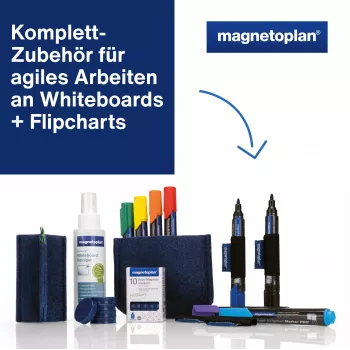 MAGNETOPLAN HOLTZ Whiteboard Essentials rinkinys mėlynas - trintukas ir magnetinė lentynėlė (1230914)